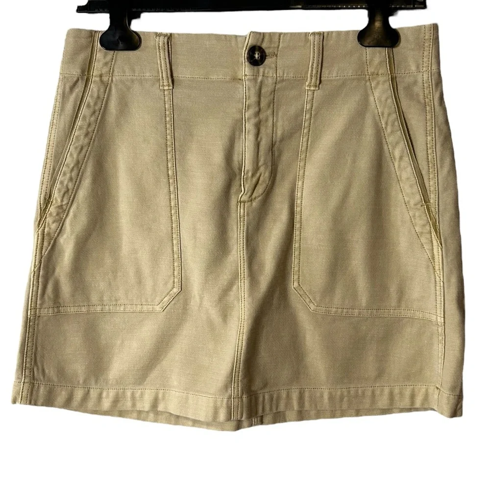 Faherty Utility Mini Skirt‎ Tan Stretch Cotton Coastal Casual Womens 8